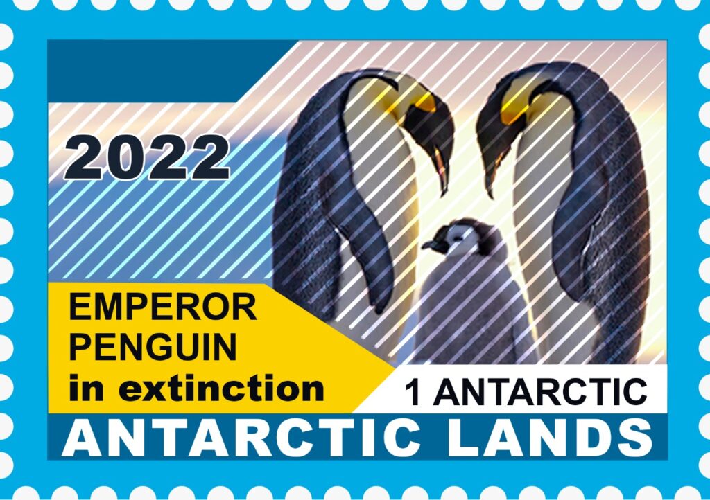 Stamp Emperor penguin Antarctic Lands