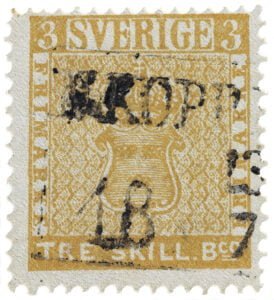 Treskilling yellow stamp, 1855